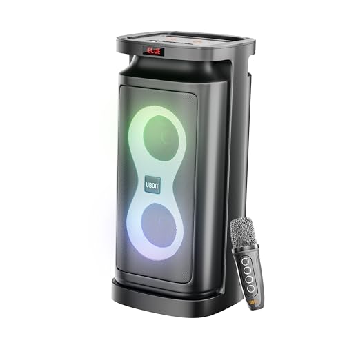 Image of UBON Rockstar SP-38 30W Bluetooth Party Speaker with Wireless Mic | Karaoke Mode | 10-Hour Battery | RGB Lights | Remote Control | Multi Connectivity Mode (Black)