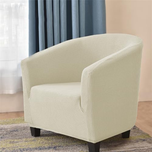 Highdi Extensible Housse de Fauteuil Chesterfield Jacquard Couleur Unie 1 Place Housse de Canapé Salon Club Facile à Installer et à Laver Couverture de Fauteuil(Beige)