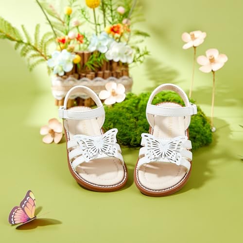 Image of PHIRAMIN Toddler Girl Sandals - Flower Girl Dress Shoes Open Toe Little Kid Flats