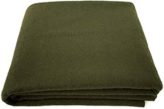 EKTOS 90% Wool Blanket, Olive Green, Warm & Heavy 4.0 lbs, Large Washable