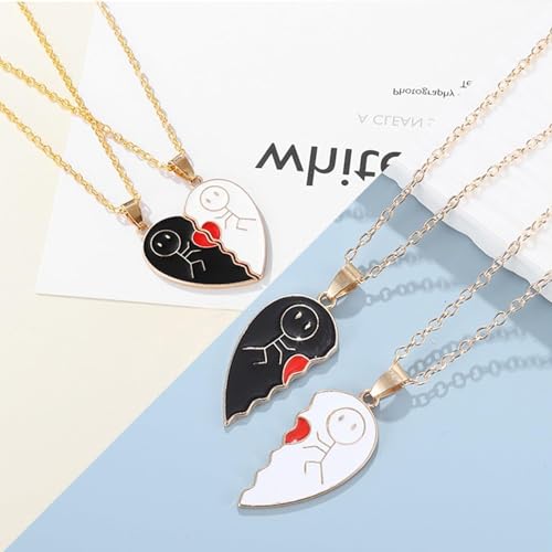DAQIEPIN Collier Couple Pendentif Puzzle Cœur, Bijoux Collier Pendentif Femme Homme, Separable Detachable Acier Inoxydable Amoureux Couple – vue 5