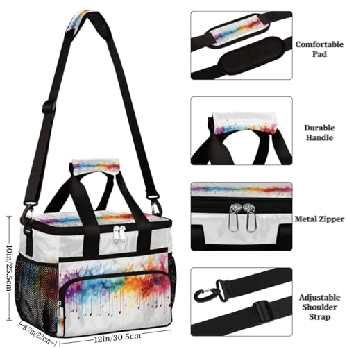 Painting Insulated Picnic Backpack Lunch Box for Women Men Picnic Basket Tote Lunch Bag Picnic Bag Portable Lunch Bags for Picnic, Beach, Work, Trip,Office, Camp Color Splash Texture