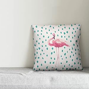Pink teal tropical flamingo indooroutdoor pillow decorative pillows for living room couch bed sofa patio fluffy soft cushion water resistant pink 18×18  urban country home decor