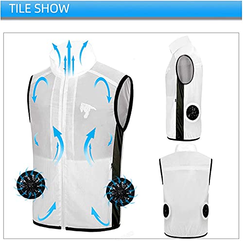 Summer Cooling Cooling Fan Vest, Air-Conditioning Clothing Sunscreen Water-Repellent Skin Clothing Vest, Outdoor Sunscreen, Hiking,White,XL3