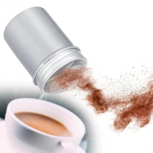 Poussière à farine et saupoudreuse en acier inoxydable pour glaçage, sucre, cacao, chocolat – outil de tamis de cuisine avec couvercle, 5,5 x 8 cm, argent