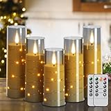 KunSwenn LED Candles Flickering with 2 Remote and Timer, 5 Pack Flameless Battery Operated Candles with 3D Flame and String Lights for Halloween Christmas Home Fall Fireplace Bedroom Decorations
