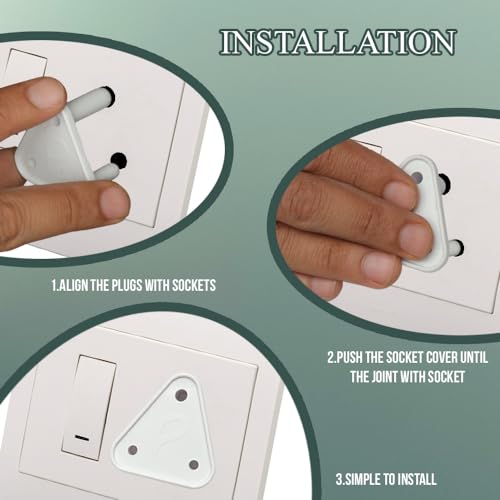 PROTOWARE 12 Piece Baby Safety Child Proofing Electric Socket Plug Guards Switch Board Cover with Removal Pin (White) (Image - 3)