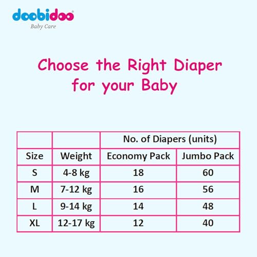 Image of Doobidoo Baby Pants Diapers XL (12-17 kg), 98 Count - Silky Soft, High Absorbency, Rash-Free Comfort, Anti-Leak Side Cuffs, Bubble Soft Topsheet