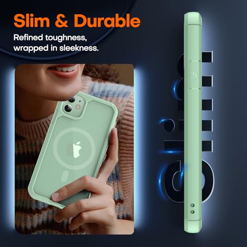 Image of TAURI for iPhone 11 Phone Case, Compatible with MagSafe, Green | with Screen Protector, Not-Yellowing Military-Grade Protection, Shockproof Slim Magnetic Case for iPhone 11