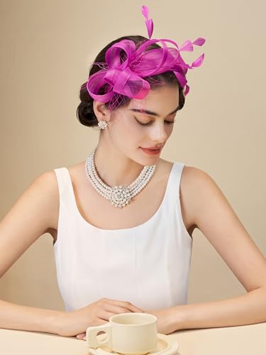 Sweetv Elegant Fascinators Headband With Feather, Women'S Tea Party Hat For Kentucky Derby thumb #2
