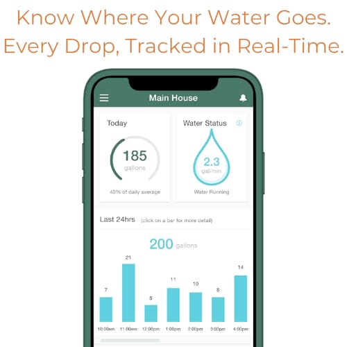 Image of Flume F2X Smart Home Water Monitor and Leak Detector (Newest Model) - Real-Time Water Usage Tracking, Indoor /Outdoor Leak Alerts, Irrigation & Sprinkler Monitoring, Easy No-Plumbing Installation
