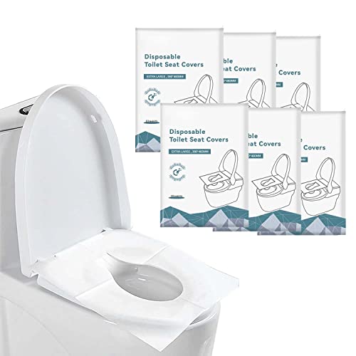 Toilet Seat Covers Disposable Portable Paper Toilet Seat Covers Travel Pack Disposable Flushable Biodegrable Perfect for Use During Travel Public Restrooms Airplane Camping 6 Packs (60 Count)