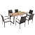 Tangkula 7 Piece Patio Rattan Dining Set, Outdoor Wicker Chair & Dining Table Set, Acacia Wood Tabletop w/Umbrella Hole, Seat Cushions Included, for Poolside, Backyard (7 PCS)