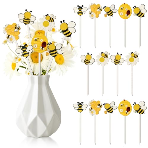 TICIAGA Summer Bee Wooden Picks - 14PCS...