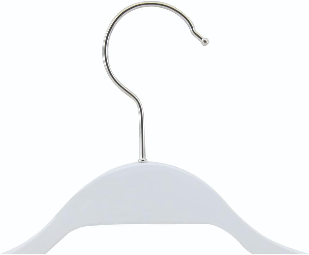 Wooden Children's Clothes Hangers 12-Pack White 7-14 Years Old Pant Hangers Durable Wood Space Saving Closet Organizers for Kids - White