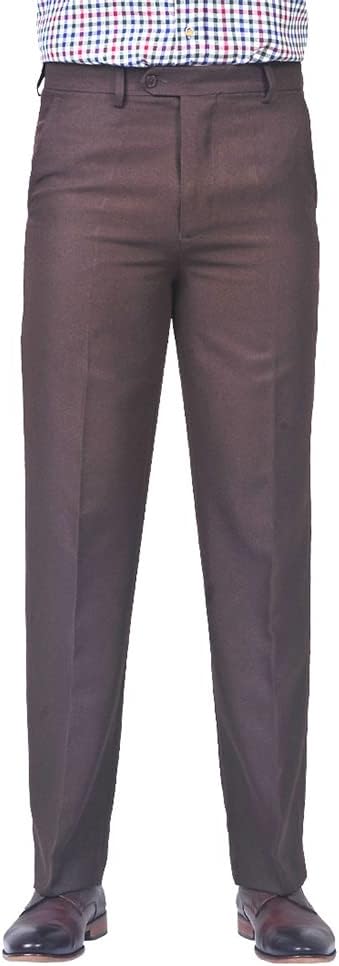 – Mens Smart Classic Polyester Trousers | Flat-Front Easy Care Formal Business Office Pants Waists 32" to 60"