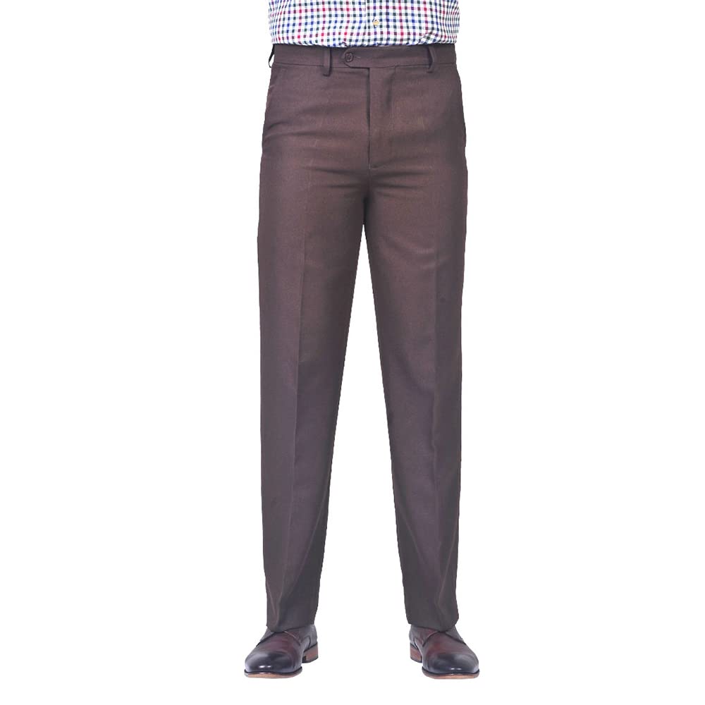– Mens Smart Classic Polyester Trousers | Flat-Front Easy Care Formal Business Office Pants Waists 32" to 60"