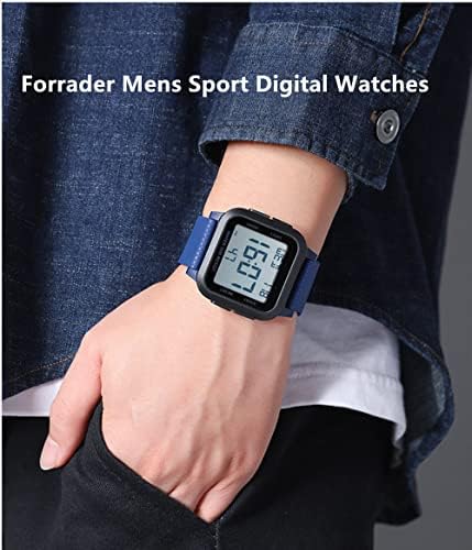 Forrader Mens Sport Digital Watches, Waterproof Outdoor Sport Watch with LED Backlight/Alarm/Countdown Timer/Dual Time/Stopwatch/12/24H Wrist Watches for Men Women Teenager
