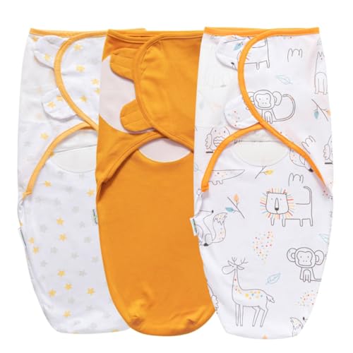 Image of Baby Swaddle Blanket, 3 Pack, Adjustable Swaddle Blanket | Newborn Swaddles 0-3-Months, Small-Medium, Easy Change Infant Wrap, Adjustable Swaddle Blanket