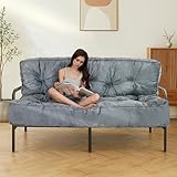 MAXYOYO 8' Futon Mattress, Full Size Extra Thick Futons Sofa Couch Bed for Adults, Velvet Floor Mattress Shredded Foam Filling (Frame Not Included)