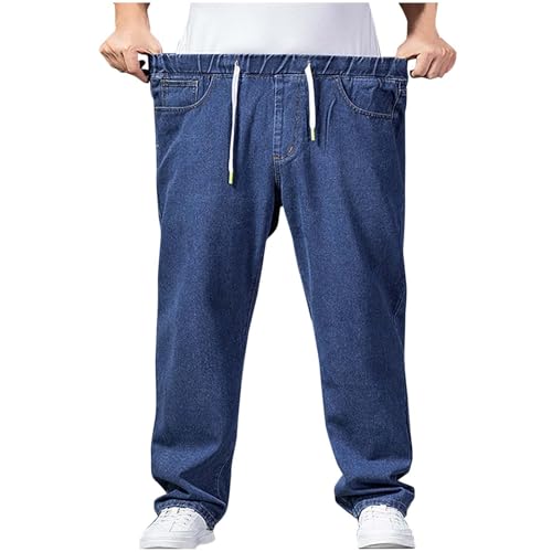Generisch Jeanshosen Herren Herbst Schnürung Jean Hosen mit Taschen Klassisch Stretch Denimhose Weites Bein Loungehose Super Flex Stoffhose Bequeme Baggy Herrenhose Praktische Trousers