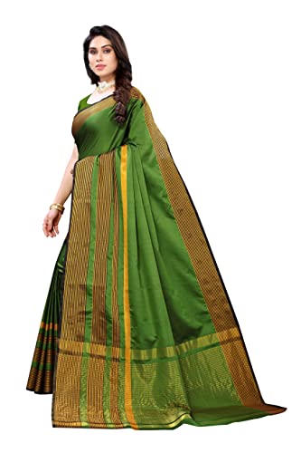 Image of VJ Fashion Women Cotton Silk Saree With Blouse Piece freesize