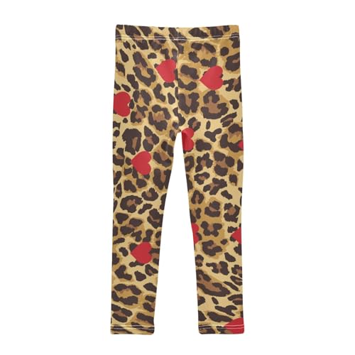 Leopard Heart Texture Girls Leggings,Workout Leggings for Girls Toddler Athletic Leggings Size for 3-10T2