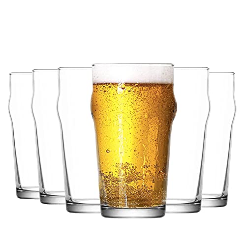 LAV Noniq - Pint-Gläser - Klassische „No Nick“-Kneipengläser - 570 ml - 12 Biergläser