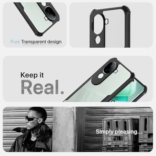 Image of Pikkme Crystal Clear Transparent Back Cover | Ultra Hyrbid | Full Camera Protection | Raised Edge | Bumper Case for iQOO Z9s 5G (Black)