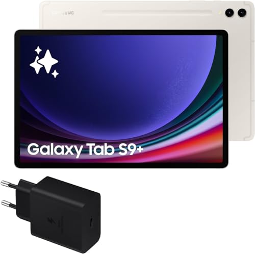 Samsung Galaxy Tab S9+, 512 GB, WiFi + Cargador 45W - Tablet Android con IA, Ranura MicroSD, S Pen...