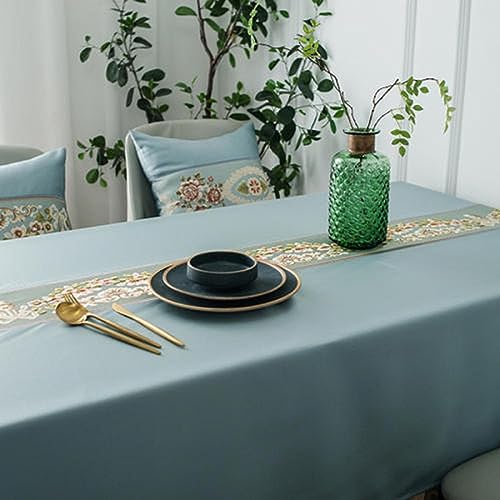 Nappe cuisine imperméable en coton-lin marron 120x180 cm pour table rectangulaire