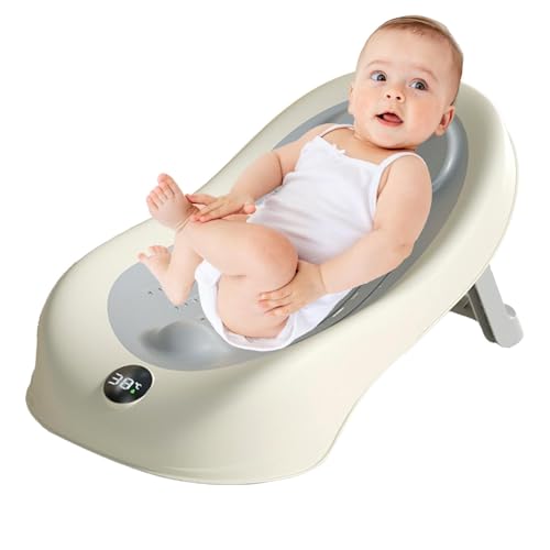 ベビーバスサポート、ベビーバスタブサポート - 滑り止めの折りたたみ式のキッドシャワースタンドサポート | 赤ちゃんの入浴は、男の子の女の子のためのインテリジェントな温度センシングを供給します