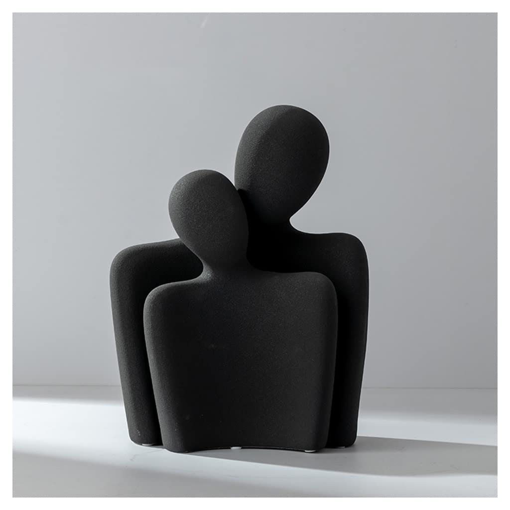 GHKryD statue, Hugging Lovers Collectible Figurines Ceramic Couple Sculptures Home Decor, Knick Knacks Gifts Tv Stand(Black)