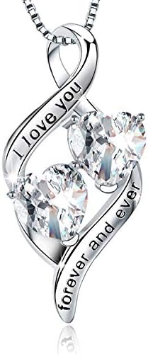 MUATOGIML 925 Sterling Silver I Love You Forever and Ever Infinity Double Love Heart Pendant Necklace, Birthday Jewelry Gifts for Women
