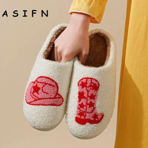 Pantoufles bottes de coton pour femmes avec imprimé mignon - 6