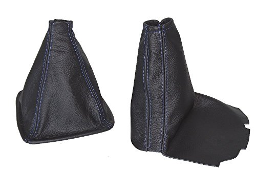 The Tuning-Shop for Toyota JZX110 Verossa 2001-2004 Shift & E Brake Boot Black Genuine Leather Blue Stitching
