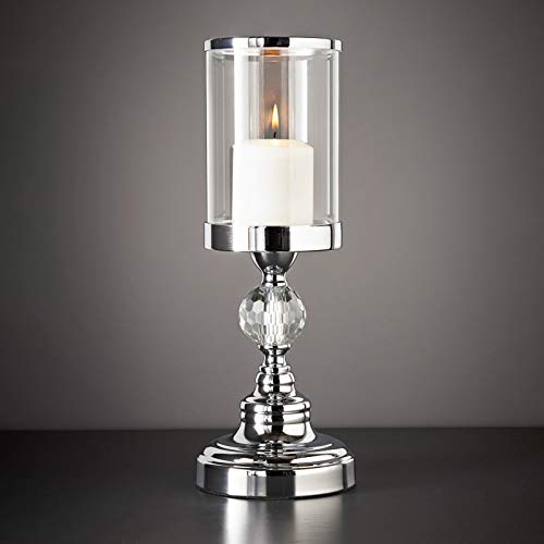 Deenz Silver Crystal Effect Chrome Candle Holder - For Home, Church, Christmas, Birthday Party, Wedding, Bedroom Decoration