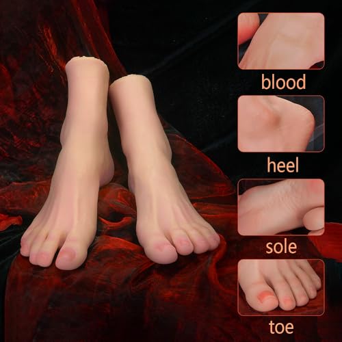 KUICEO Silicone Foot Model Realistic Female Feet Display Jewelry Silicone Female Foot