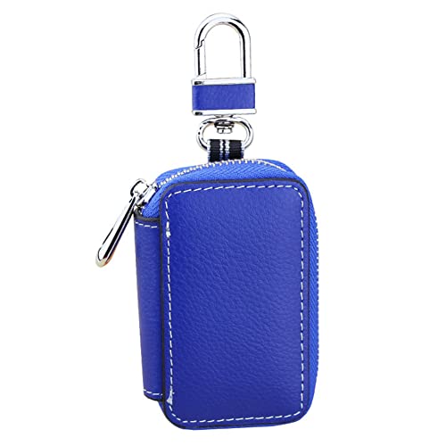 Clveshje Echtes Leder Auto Keychain Schlüsselanhänger Tasche Autoschlüssel Etui Keyless Schutz Schlüsselmäppchen mit Metallhaken Auto Schlüsseletui mit Reißverschluss Auto Smart Keychain Münzhalter Cover