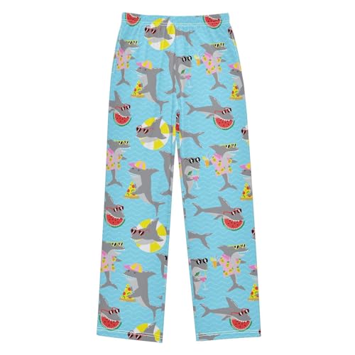 Cool Shark Watermelon Boys Long Pants Soft Trousers Elastic Waist Kids Lounge Bottoms with Pockets S-XL