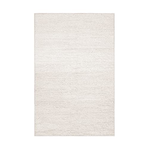 Superior Hand-Braided Wool Indoor Large Area Rug, Rustic Style, Home Floor Decor For Living Room, Kitchen, Dining, Bedroom, Dorm, Office, Nursery, Cotton Backing, Aero Collection, Off White, 5' X 8' #TOP1