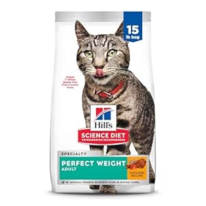 Hill’s Science Diet Dry Cat Food, Adult, Perfect Weight for Healthy Weight & Weight Management, Chicken Recipe, 15 lb. Bag