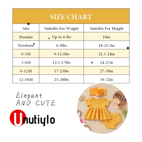 Unutiylo Newborn Baby Girl Clothes Infant Knit Outfits Tunic Dress Tops And Panty Pants Set Nb Girls Clothing Set Short Sleeve Playwear Baby Girl Spring Summer Shorts Outfits Yellow #TOP5