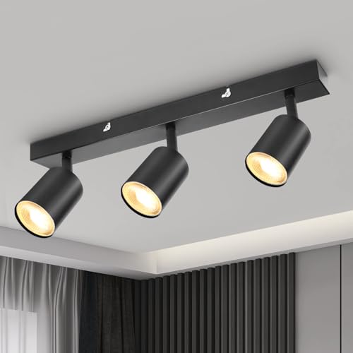 La mejor comparación de Sistemas de iluminación en rieles, barras y cables , tabla con los diez mejores. 47 lampara de techo moderna Foco techo de 3 luces cabezal luz giratorio flexible GU10 para montaje empotrado lampara riel ajustable iluminación puntual para cocina pasillo (Negro 3...