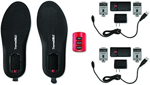 Thermacell Proflex Remote-Control Heated Insoles Bundle with Extra Battery Pack, L