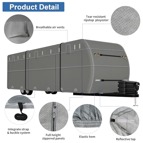 Weize RCA-1312 Travel Trailer Cover, Waterproof And Camper Rv Cover Non-Woven Fabric thumb #3
