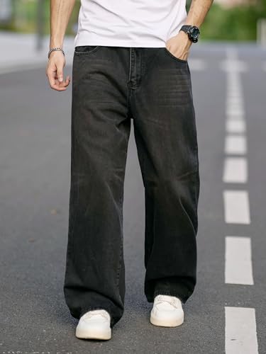 DFGIGT Mens Wide Leg Baggy Jeans Y2k Casual Loose Denim Pants
