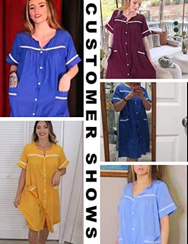 Luxilooks House Robe WomenS Short Sleeve Sleepwear Button-Front Cotton Nightgown(Lilac,X-Large) #TOP4