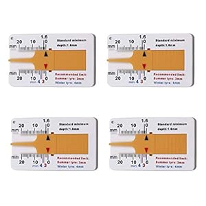 SNOWZAN 4 stuks bandenprofieldieptemeter, 20 mm diepte-bandenprofieldieptemeter, vernier, dieptemeetschuiver, wiel…