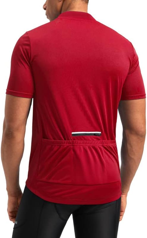 Men's Cycling Jersey Moisture Wicking Short Sleeve UPF Half Zip Bike Road Riding Biking Shirts for Men Zipper Pockets